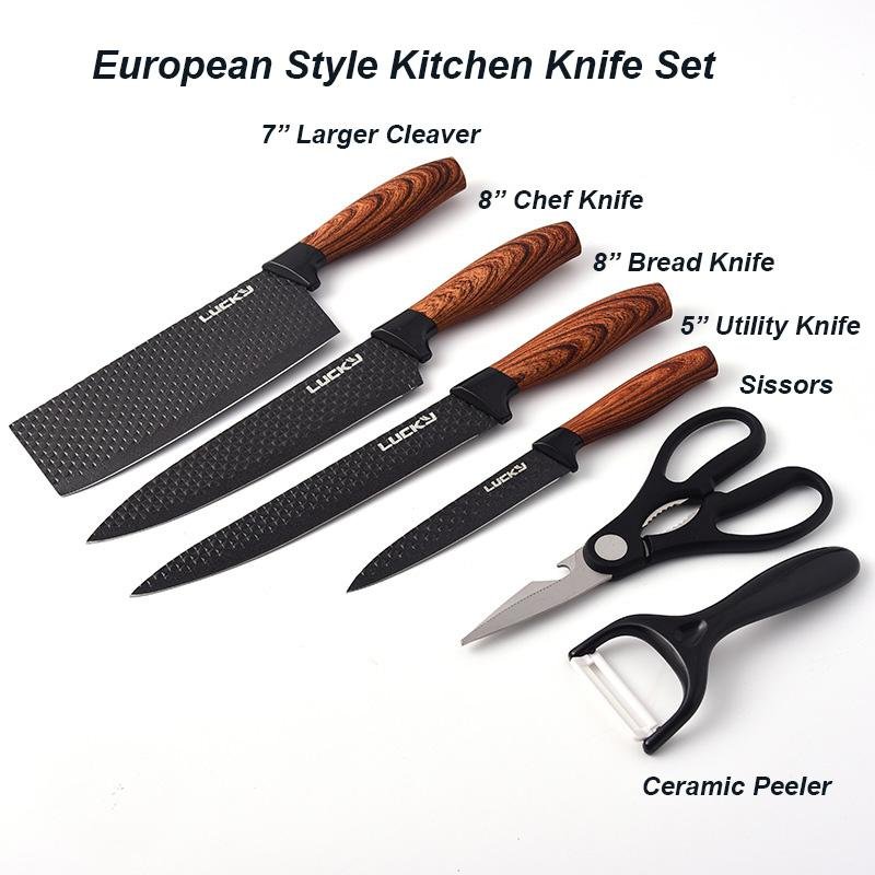 6 pieces Kitchen Knife Set Everich Chef Knives Stainless Steel Nonstick Scissor — image 3