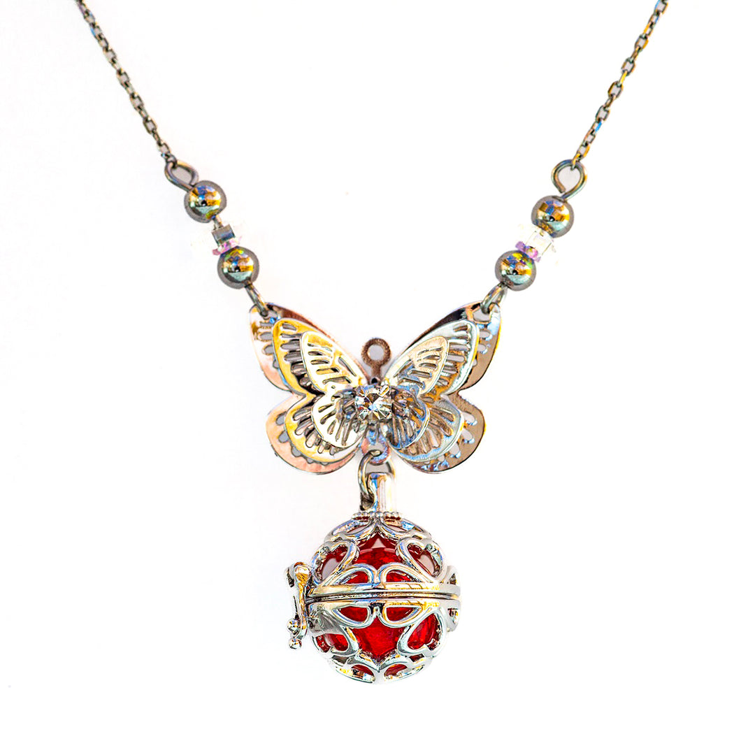 Gift Box - Butterfly White Gold Aroma Necklace + Purify Oil Blend โ image 2