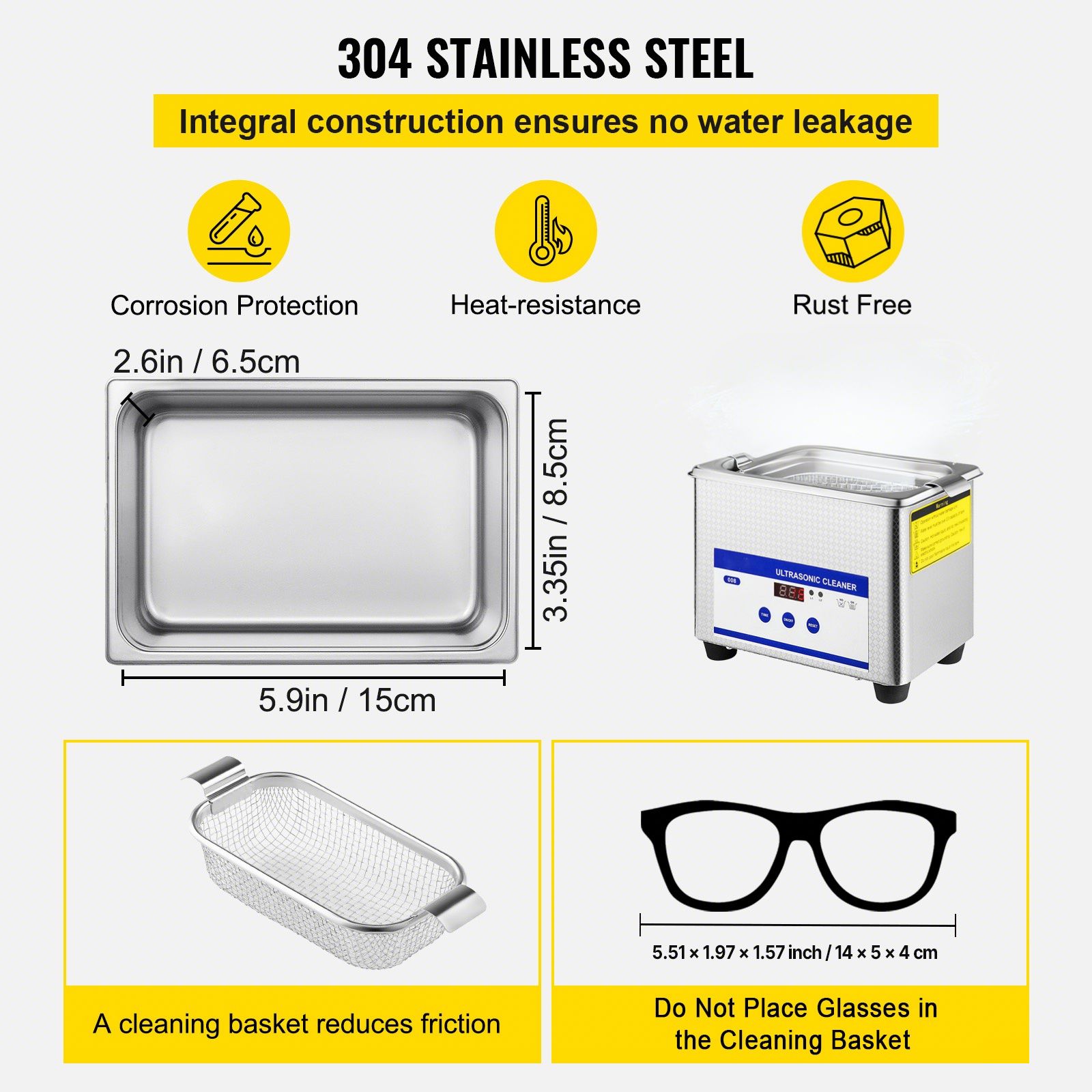 0.8L Professional Ultrasonic Cleaner 304 Stainless Steel Digital Lab Ultrasonic Cleaner with Timer for Jewelry Watch Glasses Circuit Board Dentures Small Parts โ image 5