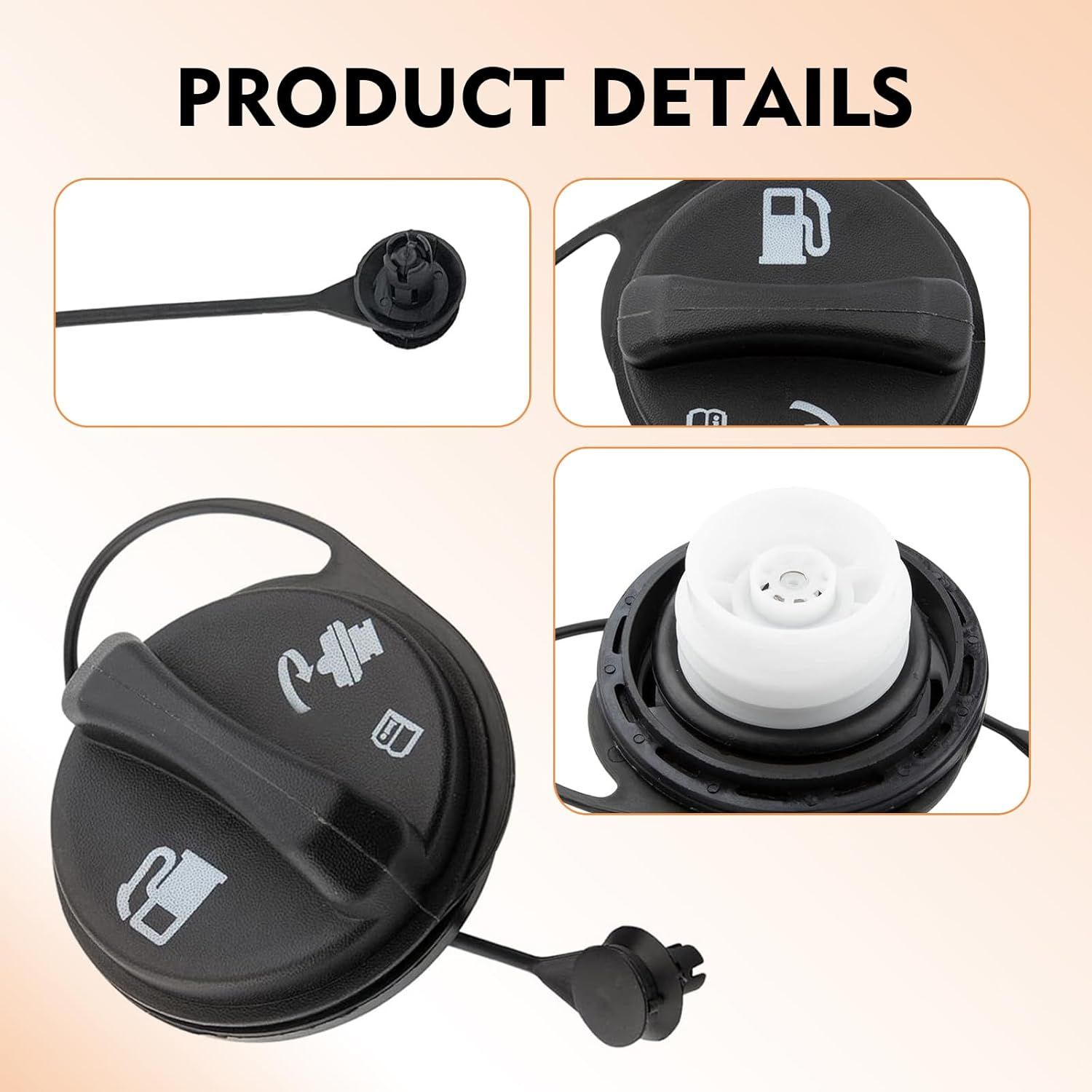 Car Fuel Cap, Leak-proof Anti-loss Rotary Fuel Tank Cover with Clear Marking, OEM# 15763227 GT231, Compatible with Chevy Avalanche Silverado Suburban Tahoe GMC โ image 3