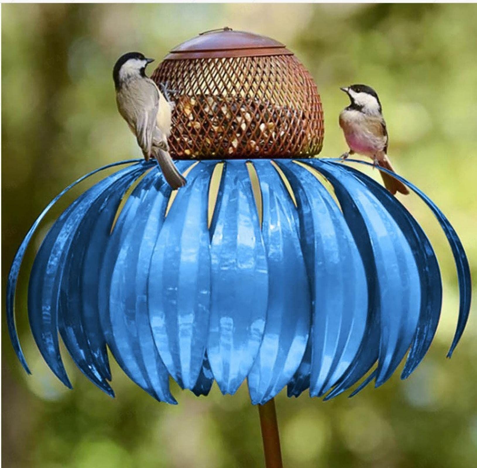 Metal Flower Outdoor Bird Feeder,Hummingbird Feeder for Outdoor,Outdoor Beautiful Flower Coneflower Bird Feeder with Metal Detachable — image 2