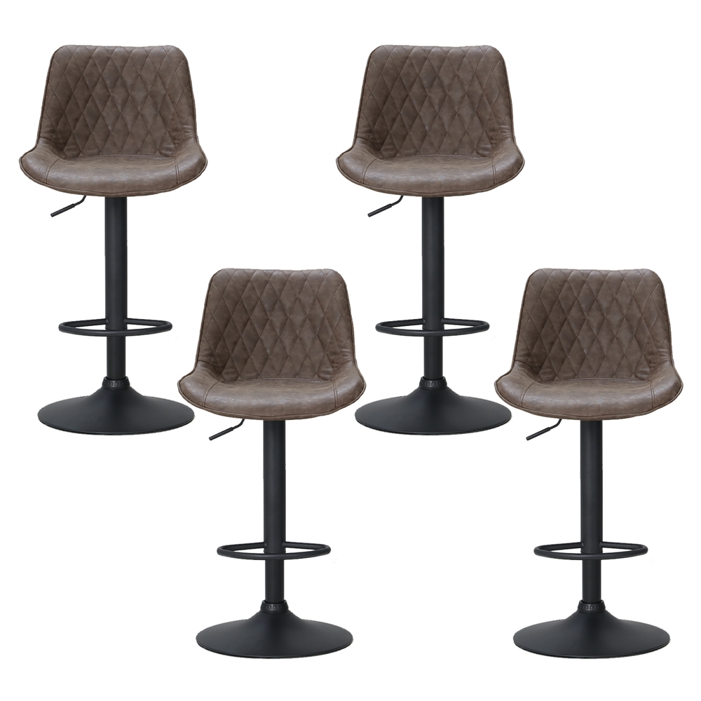 Artiss 4x Bar Stools Gas Lift Vintage Leather Brown โ image 3