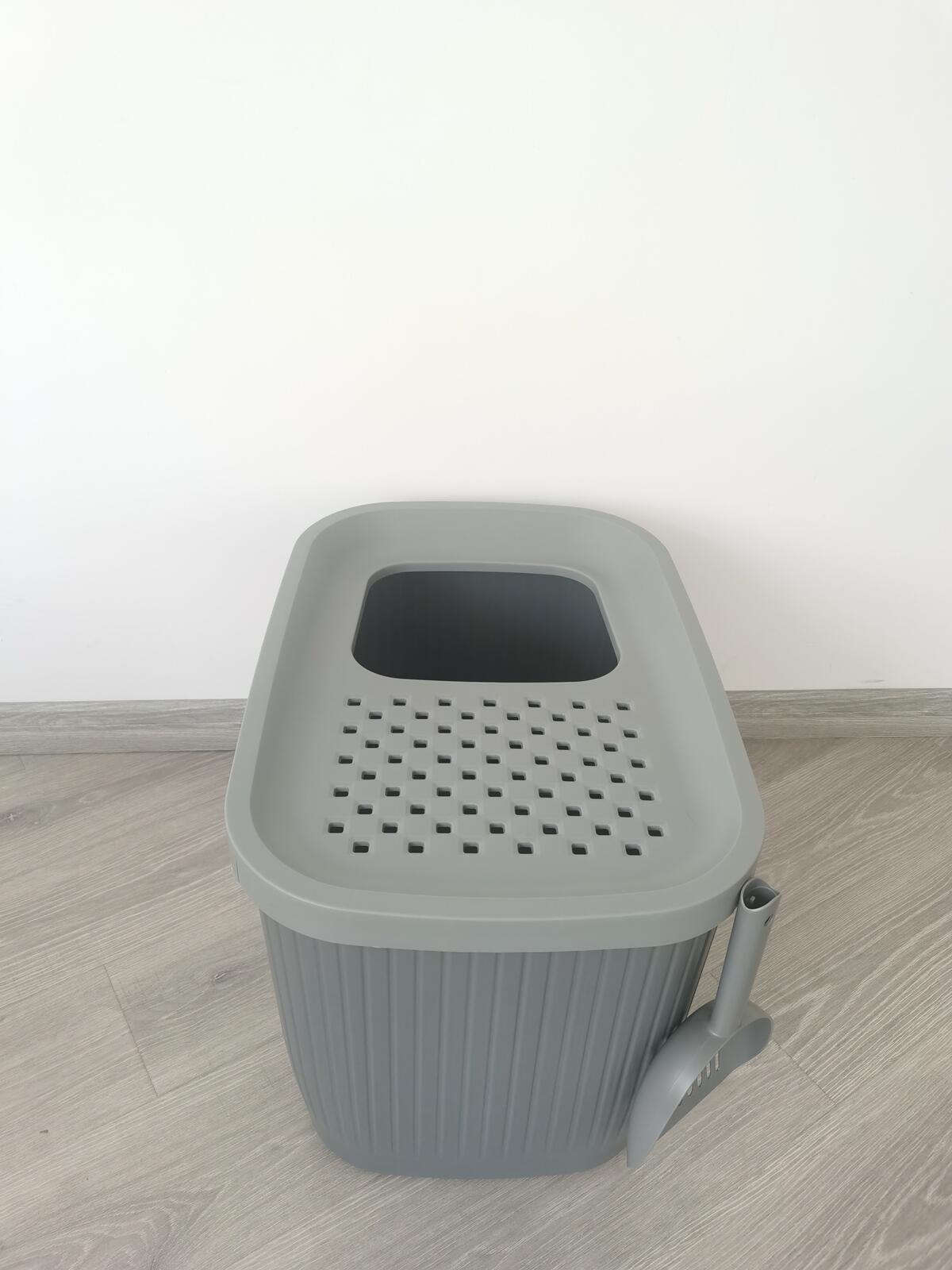 YES4PETS XXL Top Entry Cat Litter Box No Mess Large Enclosed Covered Kitty Tray Grey โ image 2