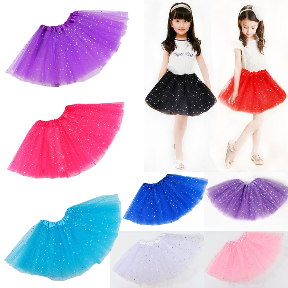 Sequin Tulle Tutu Skirt Ballet Kids Princess Dressup Party Baby Girls Dance Wear, Neon Green, Kids โ image 2