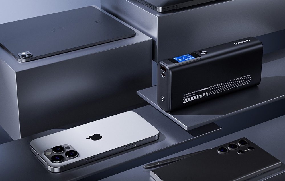 CHOETECH B702 20000mAh PD130W USB-A + USB-C x 2, 3-Port & TFT Display Power Bank — image 4