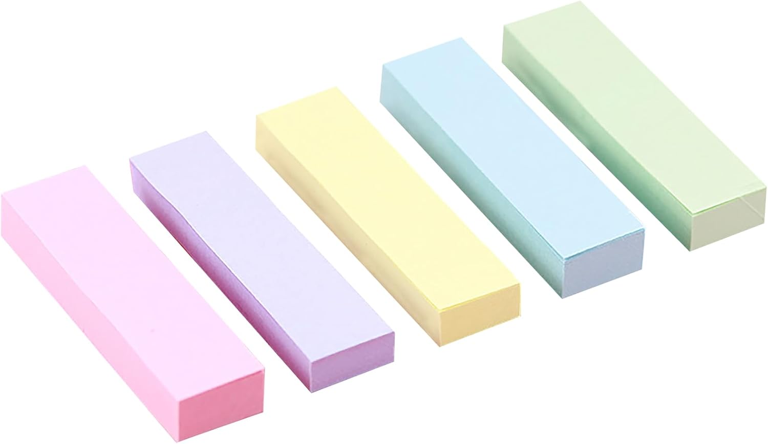 500 Pastel Sticky Notes (75x20mm) - Colourful removable sticky notes in blue, pink, green, yellow and purple | Pack of 5 (100 notes each) | For use in the