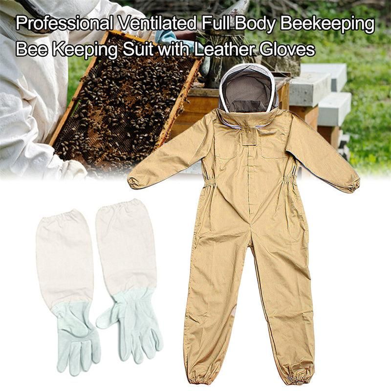 Full Beekeeping Suit Bee Suit Heavy Duty Leather Ventilated Keeping Gloves - L (with Gloves) — image 4