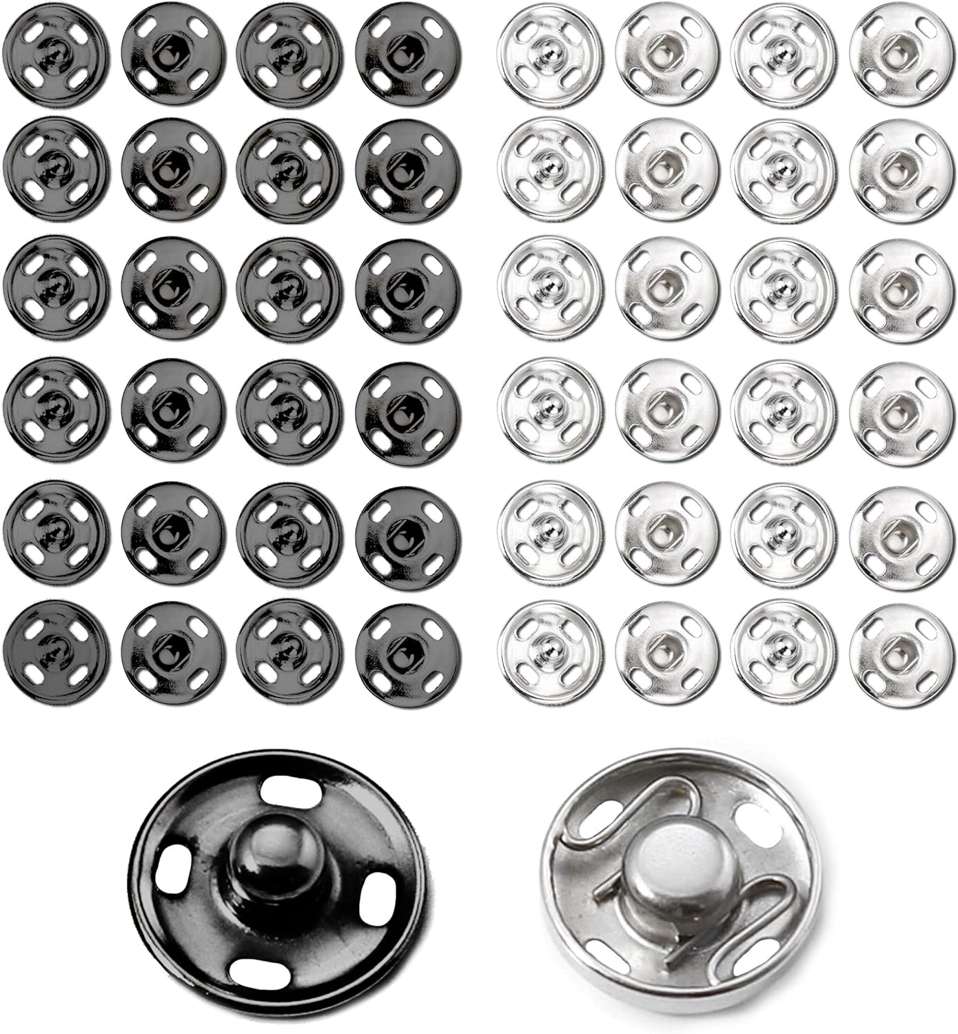 Snaps Buttons for Sewing Button Press Sewing Tools Snap Fasteners Kit for Clothes (100 Sets, 2 Colors)