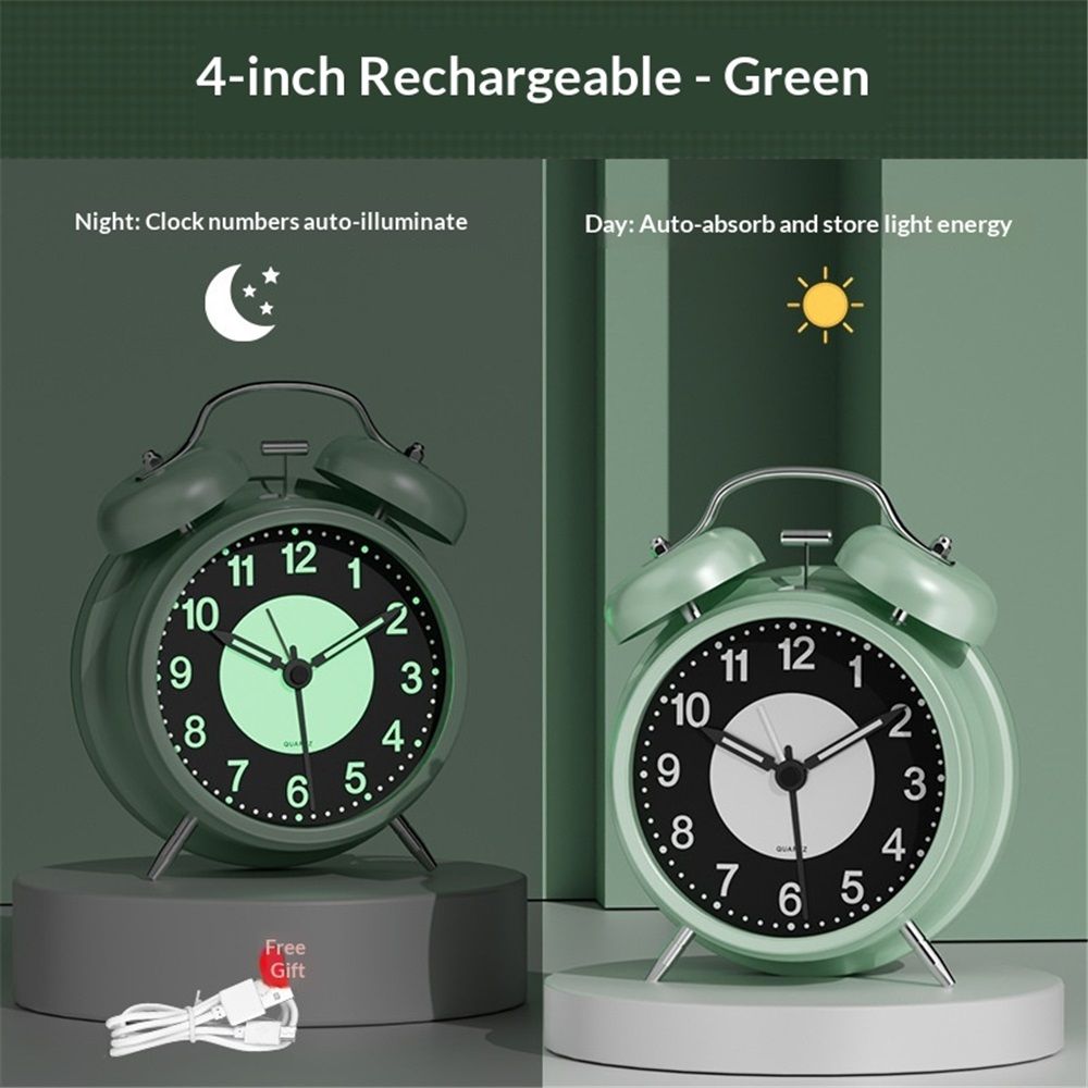 Alarm Clock | Modern take on Classic Bell Clock | Easy to Read Numbers | Ideal for Bedside, Desk or Shelf | Modern Retro Bedroom & Office Accessory — image 2