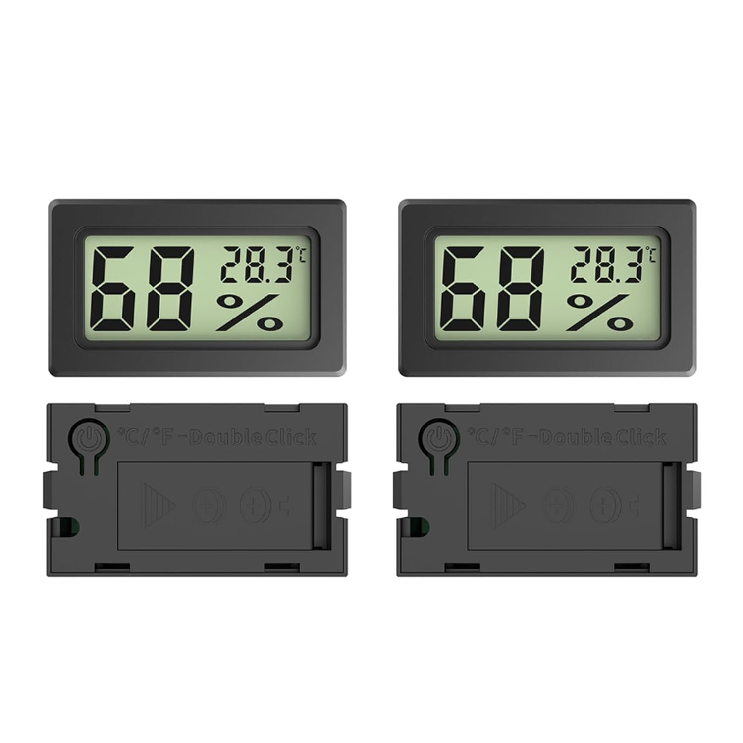 4 Pack Indoor Hygrometer Thermometer, Humidity Gauge Meter with β toβ and ON/Off Switch, Digital Temperature Monitor for Humidors Jars Cellar Reptile Incubator