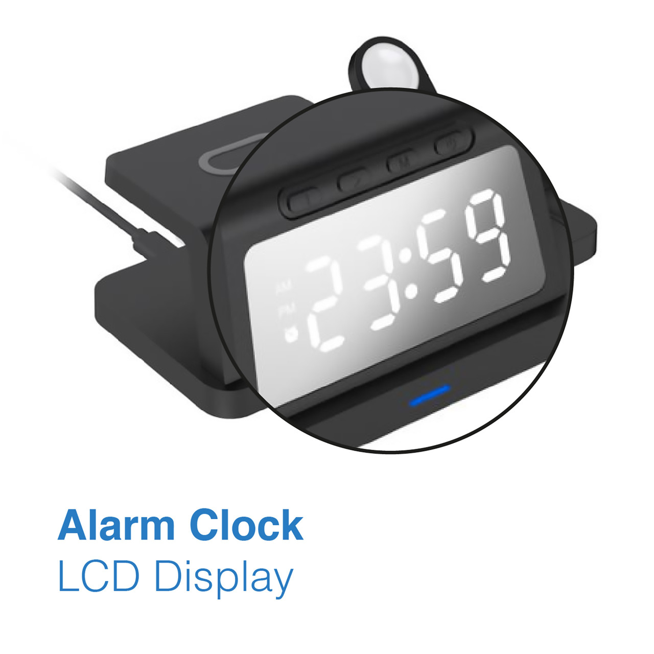 Laser 3-in-1 Wireless Charging Station with Alarm Clock - Black — image 3