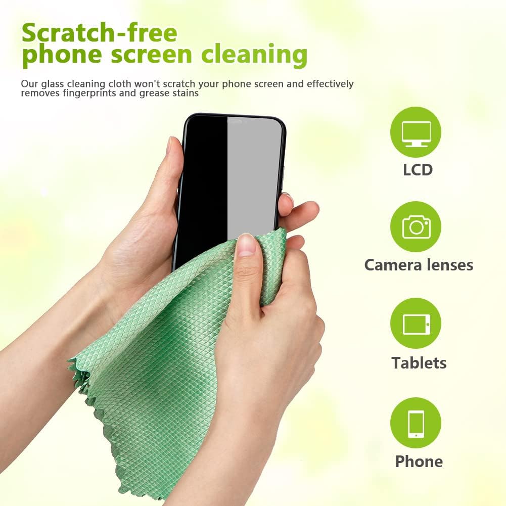 Microfiber Glass Cleaning Cloths-6PK, 16"x14" Lint Free Window Cleaning Cloth, Glasses, Mirrors, Screens, Stainless Steel, Premium Magic Cleaning Cloth for โ image 5