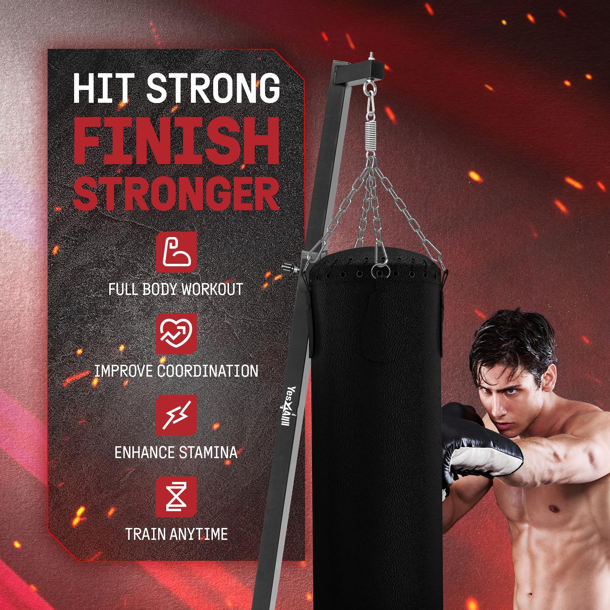 Punching Bag Hanger, Heavy Bag Spring Capacity, Stainless Steel Hanging Kit with Spring Hook & Carabiner, Indoor & Outdoor Mounting for Boxing Bags & — image 5