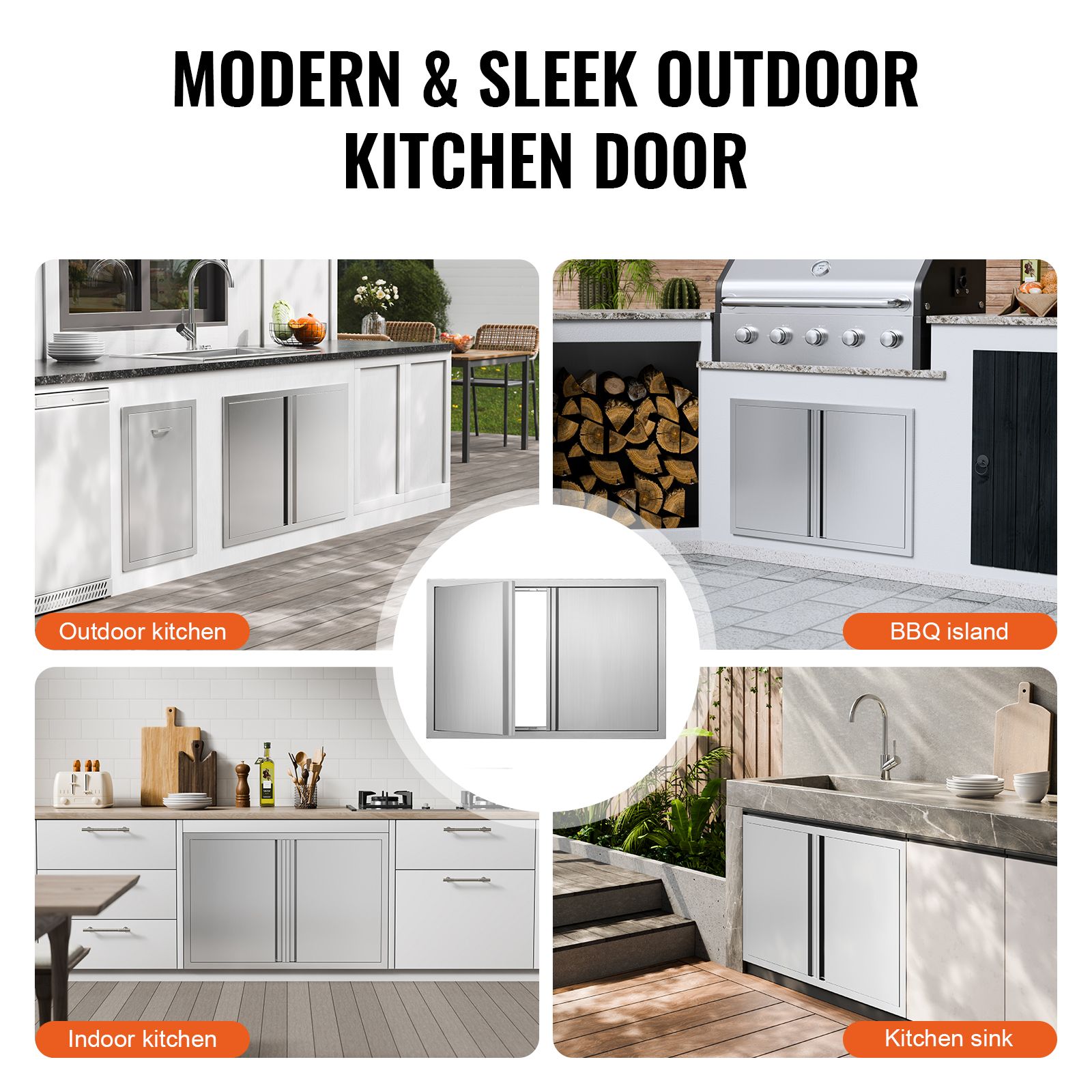 BBQ Access Door, 914 × 610 mm Double Outdoor Kitchen Door, Stainless Steel Flush Mount Door, Wall Vertical Door with Recessed Handles, for BBQ Island, Grilling — image 6