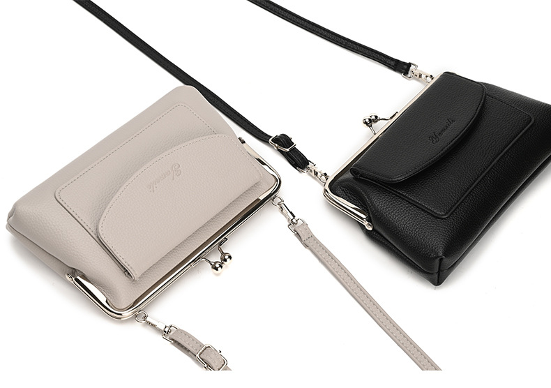 Blue Women's Vintage Kiss Lock Crossbody Bag - PU Leather Clutch Purse with Detachable Strap โ image 2