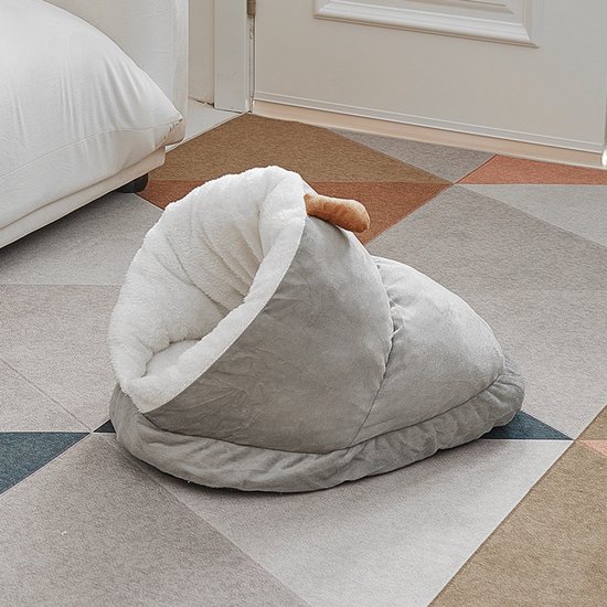 Cat Bed - Comfortable Slipper-Shaped Cat Bed - Semi-Enclosed Pet Den - Suitable for Indoor Cats and Small Dogs - Warm Plush Cat and Dog Bed - Non-Slip Bottom