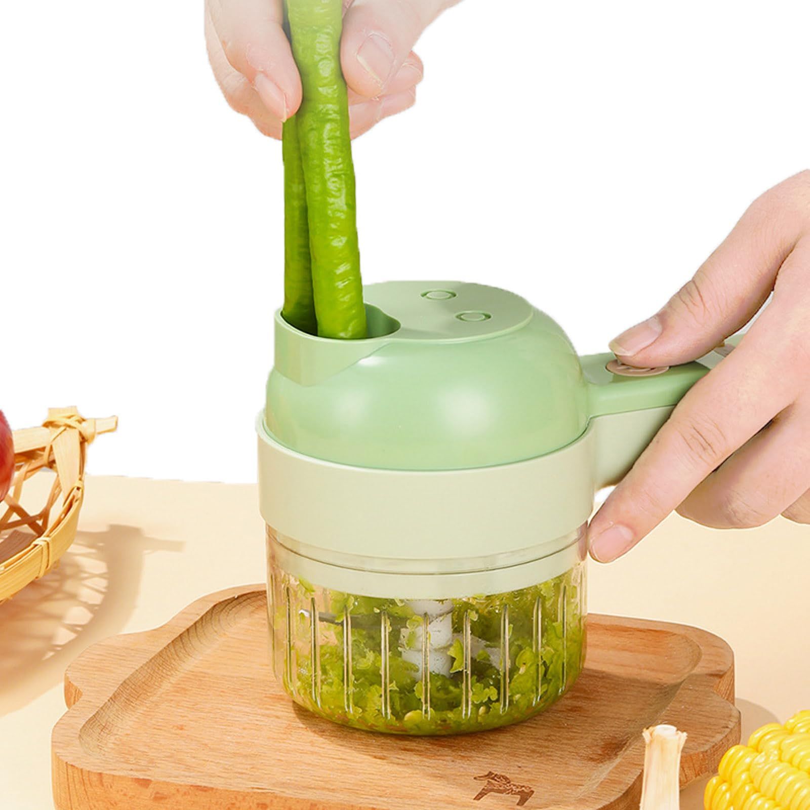 4 in 1 Handheld Electric Food Cutter Set, Wireless Food Processor for Fruits, Vegetables and Meat Green — image 2