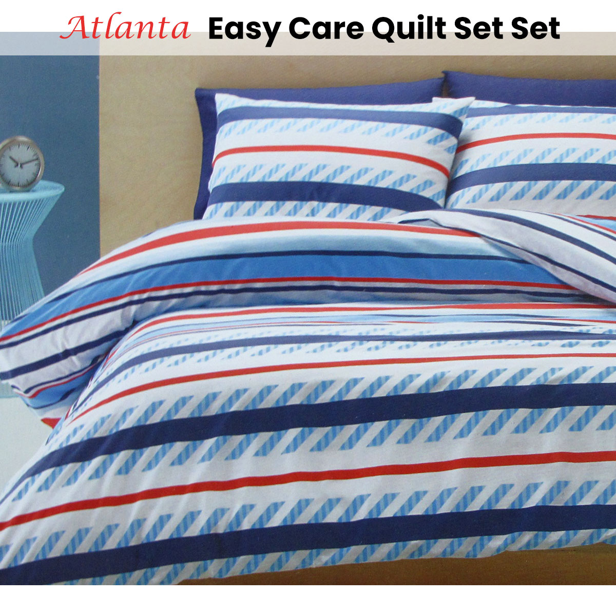Belmondo Atlanta Striped Easy Care Quilt Cover Set King — image 2