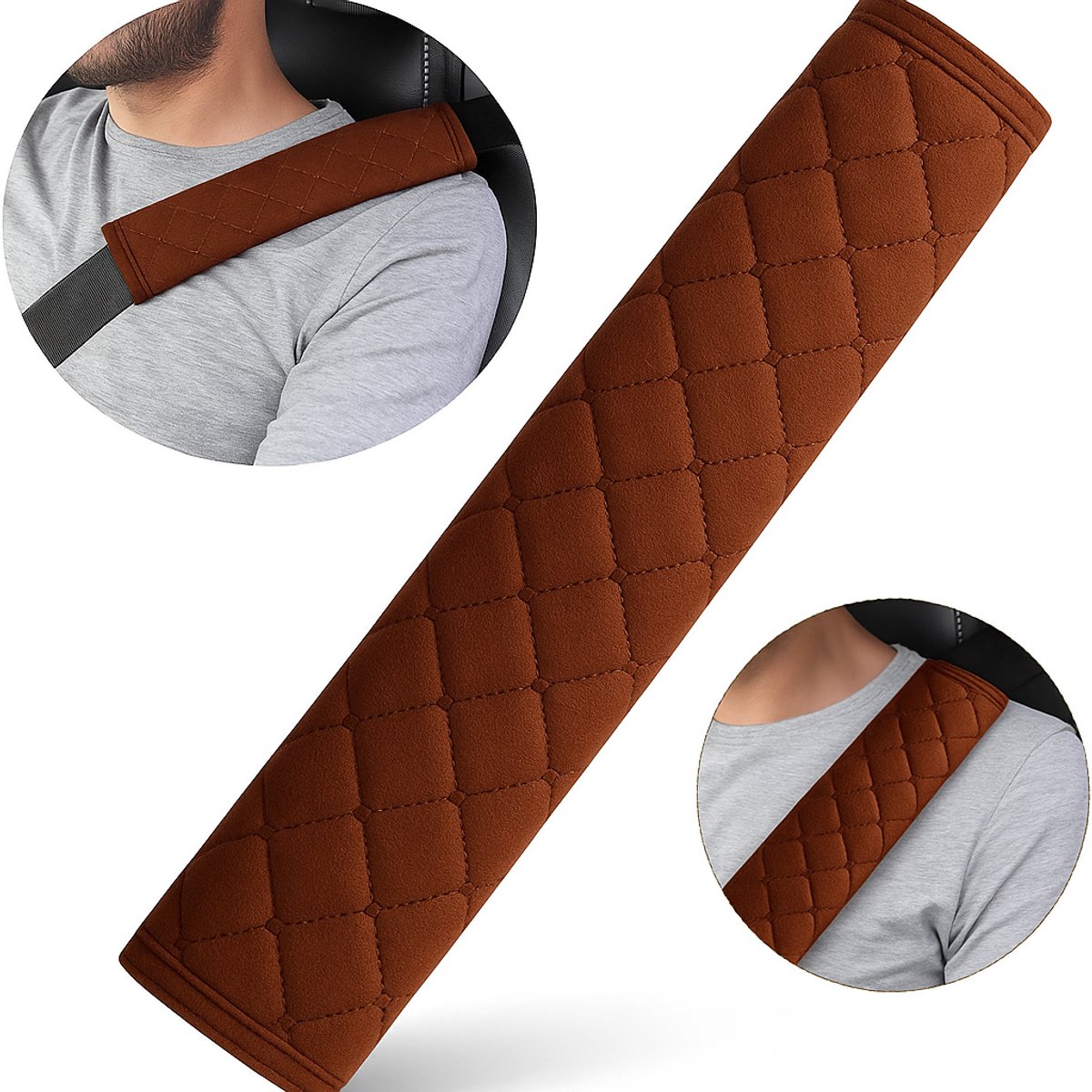 Luxury Car Seatbelt Cover | Seatbelt Protector | Seatbelt Cushion | Car Safety | Safety Belt Cushion Pads | Brown