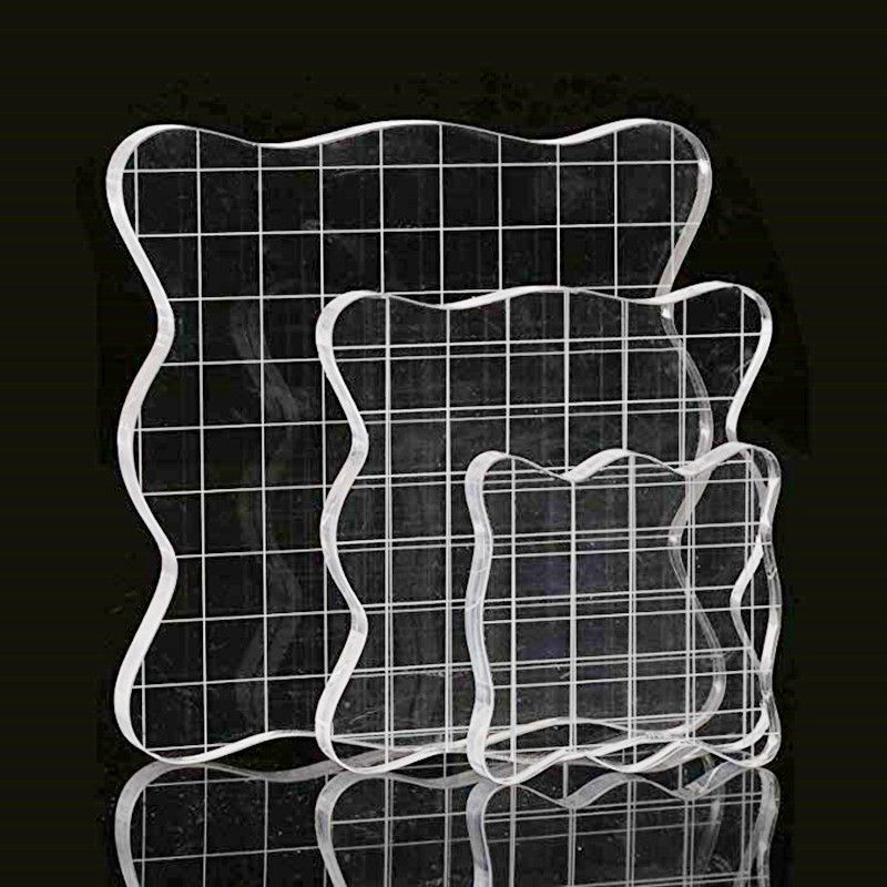 3 Pieces Stamp Blocks with Grid and Grip,Acrylic Clear Stamping Blocks Set Essential Stamping Tools for Scrapbooking Crafts Making — image 2