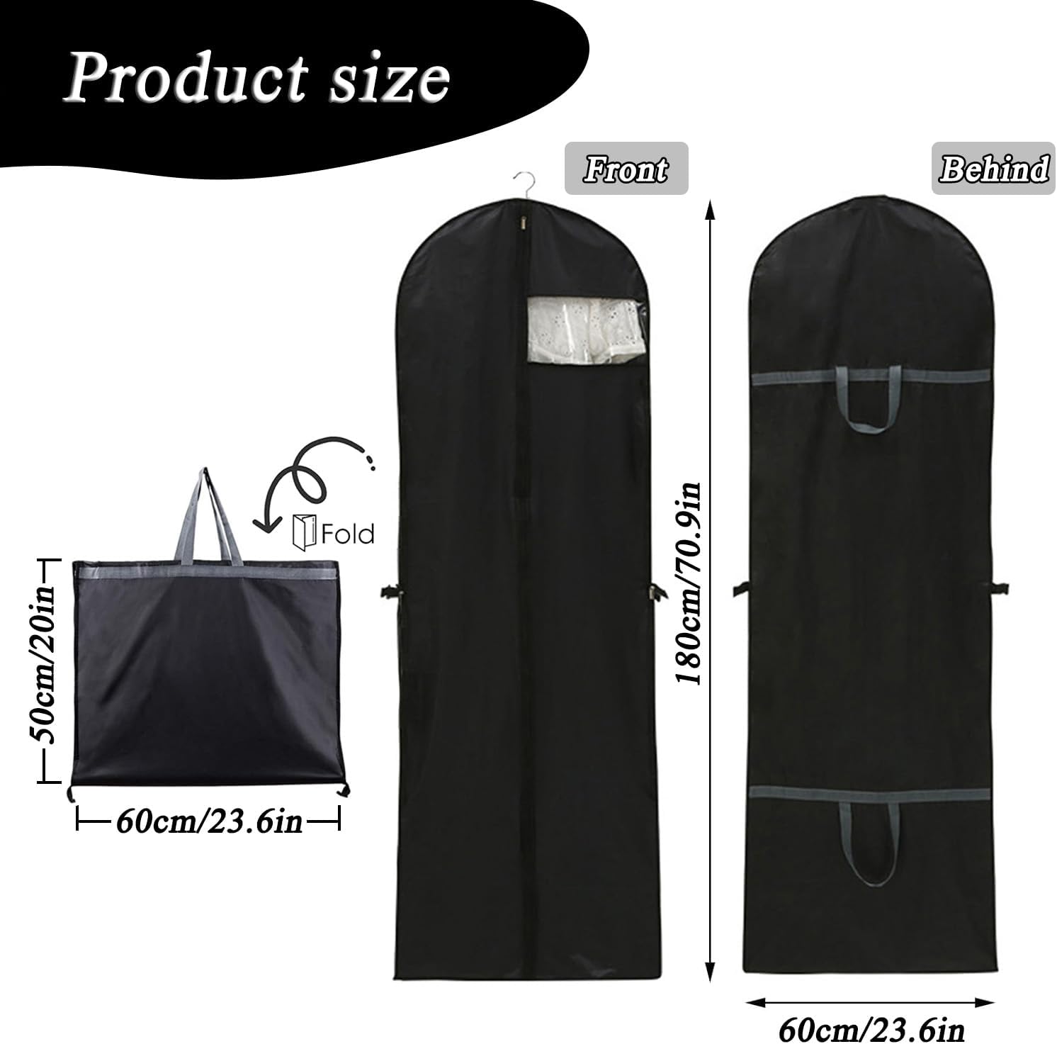 Long garment bags, dustproof clothing covers, moth-resistant clothing bags, wedding dress bags, foldable long coat bags, suitable for storing coats, shirts — image 2