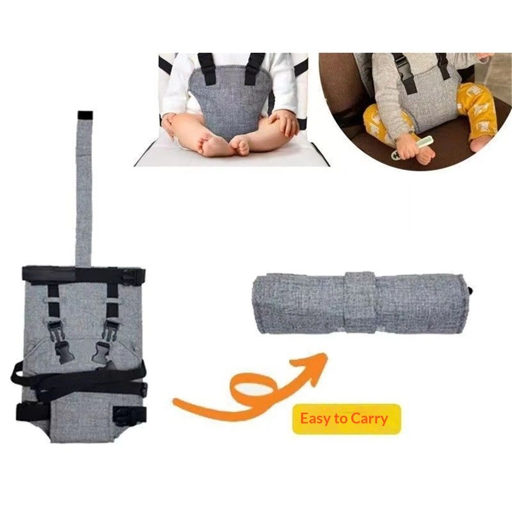 Portable Chair Strap - Travel Dining Seat Cover for Babies & Toddlers | Portable Baby Chair for Travel | Compact, Foldable Baby Seat Cover – Grey — image 3
