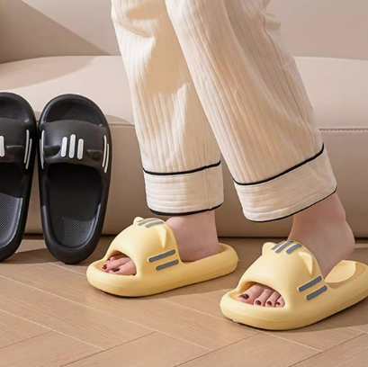 Women’s Slides Cute Bathroom Slippers Non-Slip Cartoon Cat Shaped Indoor Outdoor Summer Slippers（black，40-41） — image 5