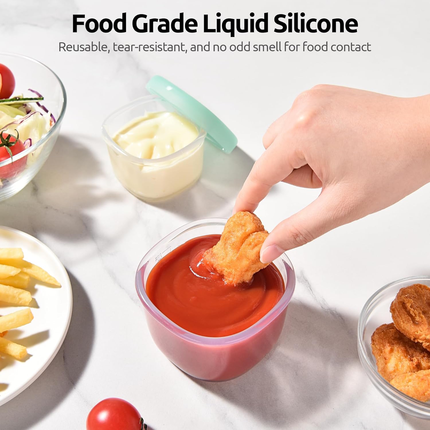 3oz 6oz Small Storage Containers: Food Grade Liquid-Silicone Freezer Box with Airtight Lid, Microwave Safe with Clear Measurements, Reusable for Meal Prepping — image 3