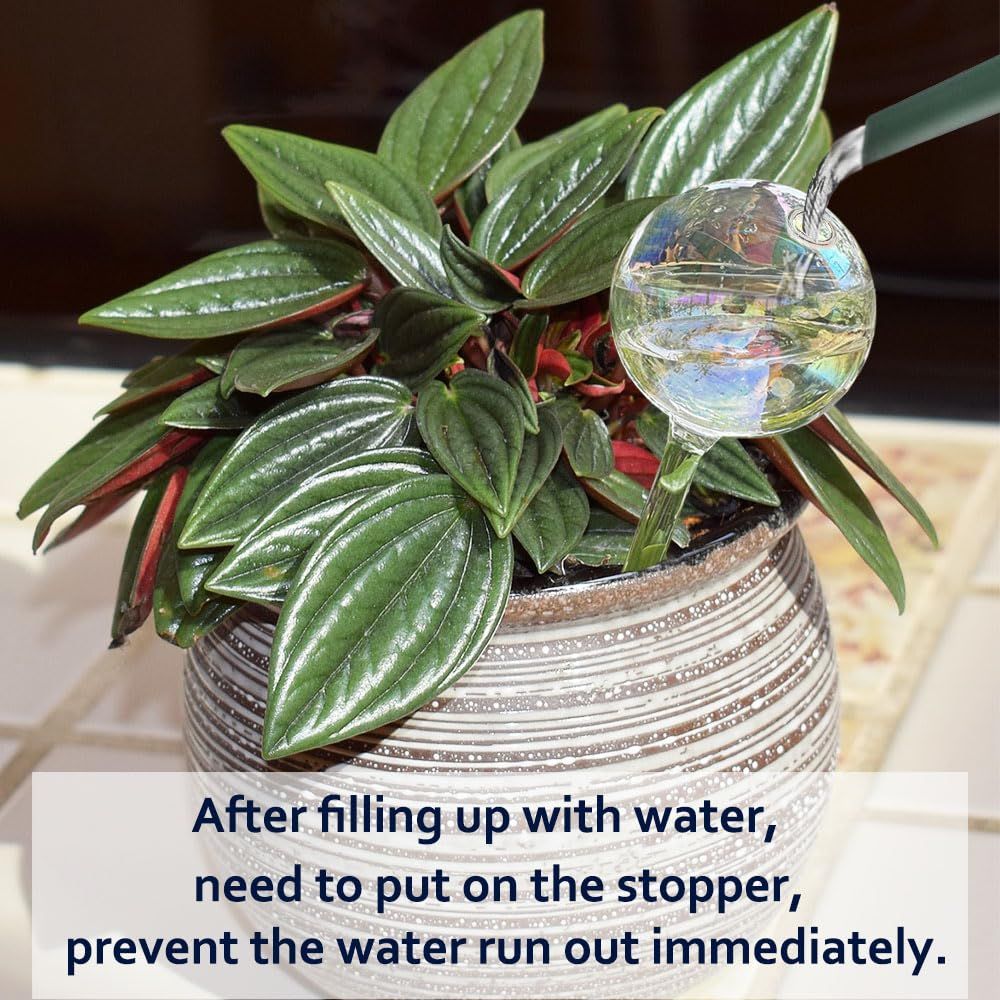 Glass Plant Watering Globes, Clear Rainbow Color Flower Self-Watering System Spikes, Automatic Plant Waterer Bulbs โ image 3