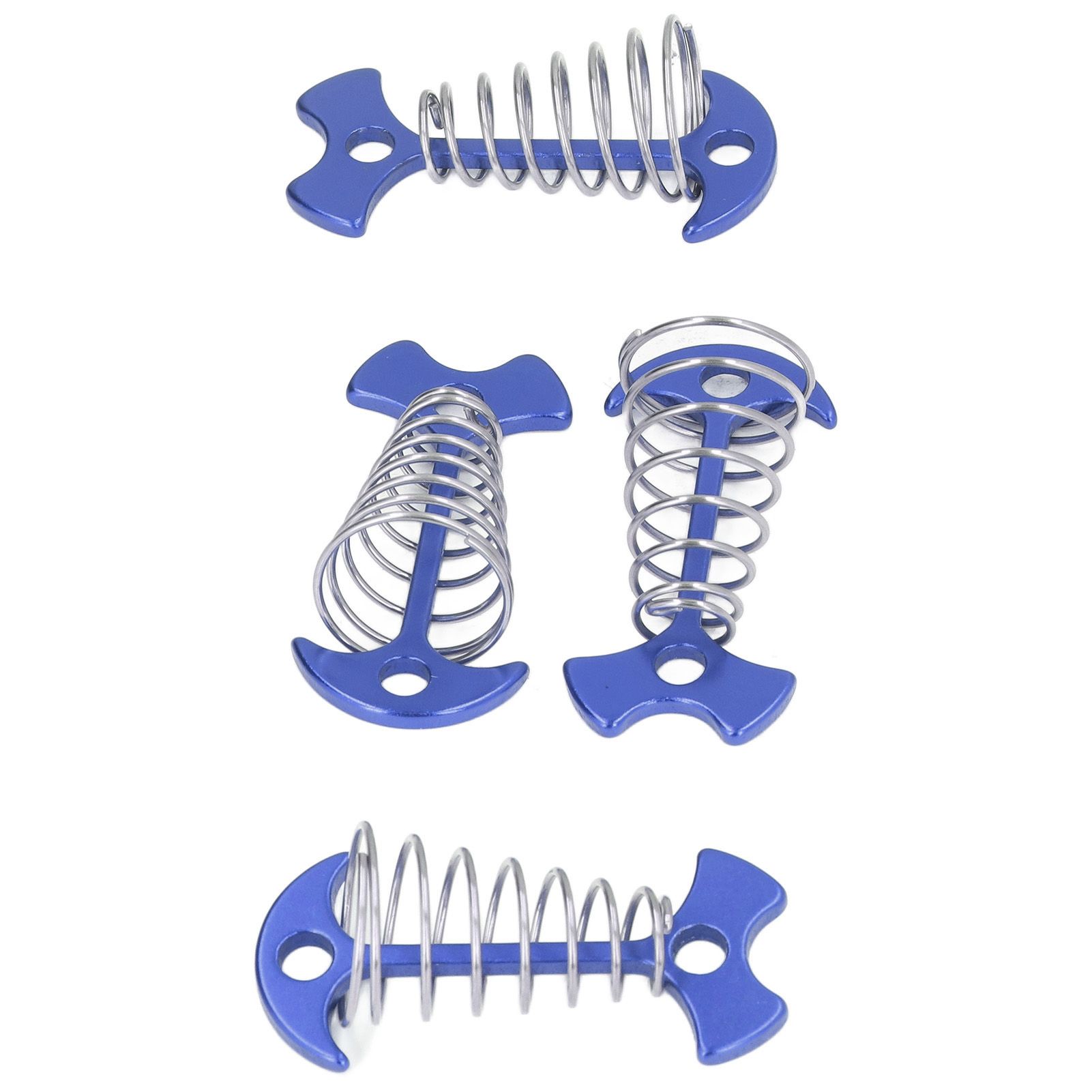 4pcs Fishbone Tent Nails Aluminum Alloy Stainless Steel Extended Plank Floor Canopy Stakes with Spring Blue โ image 2