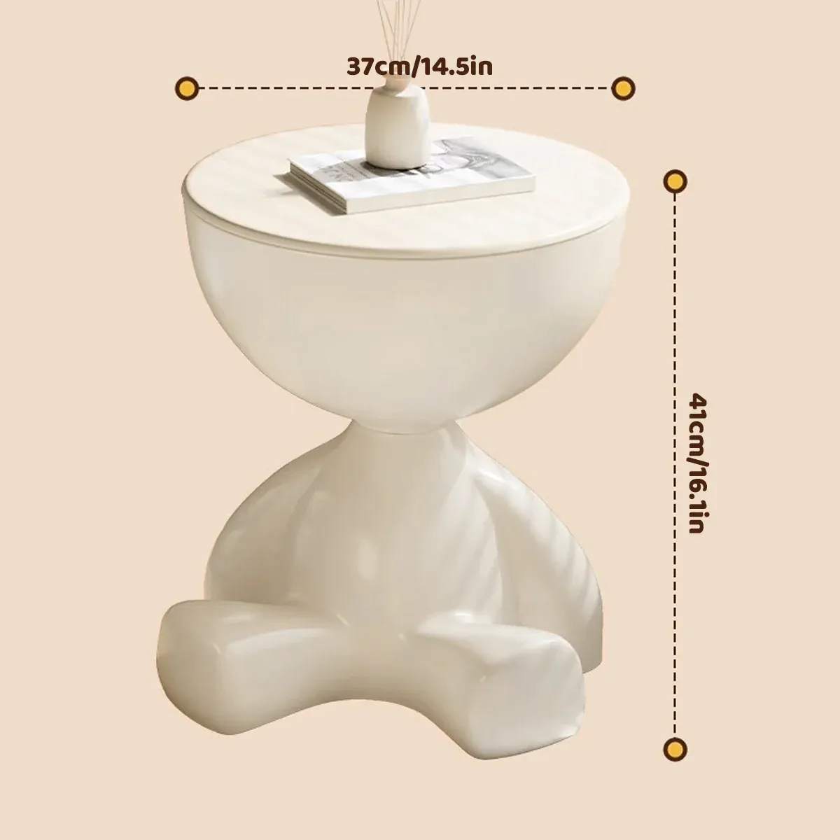 Plastic Bedside Table Sofa End Table Storage Rack Movable Coffee Table Mini Bear — image 3