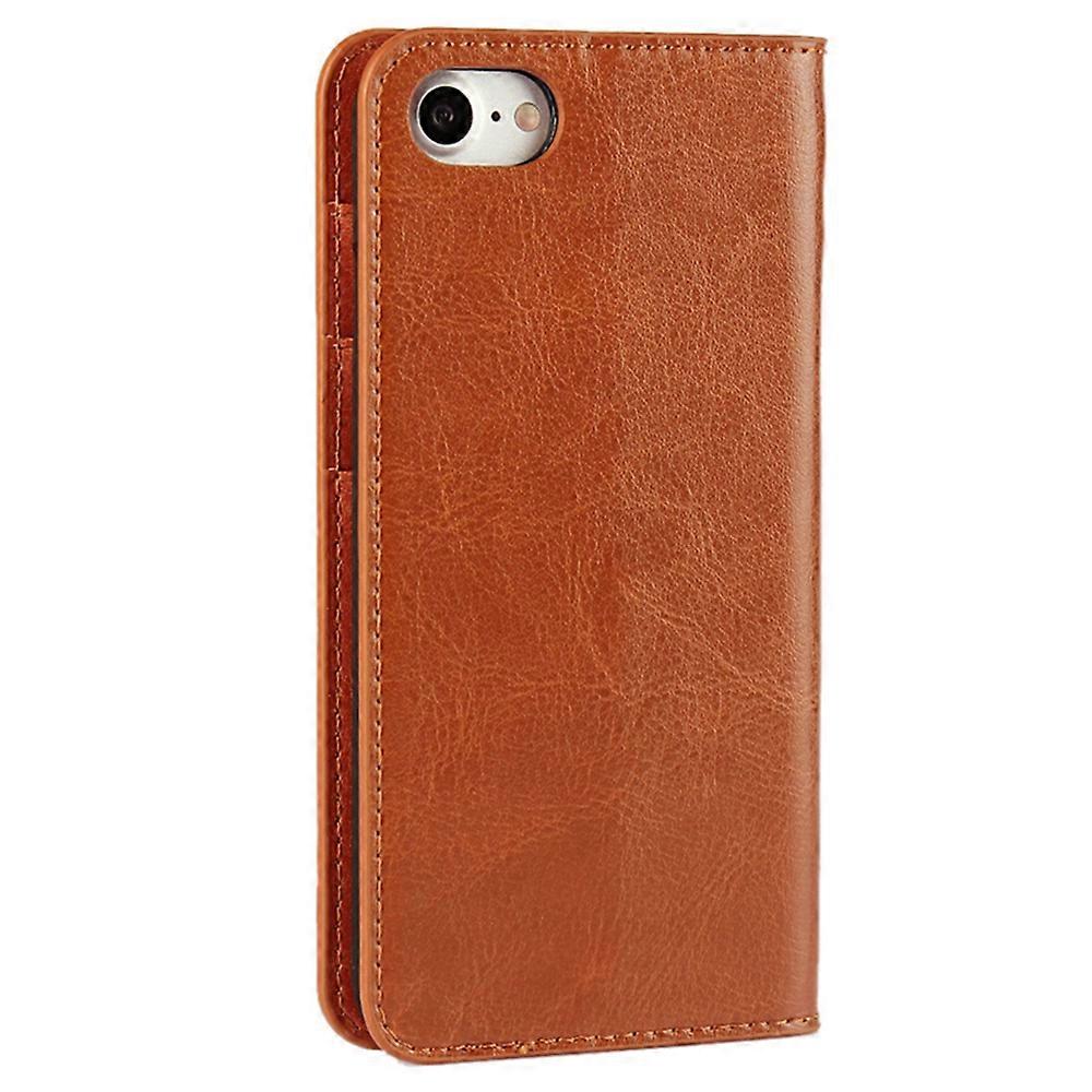 iPhone 4.7 inch Leather Flip Phone Case Compatible with iPhone SE (2020) SE (2022) 8 7 Brown — image 3