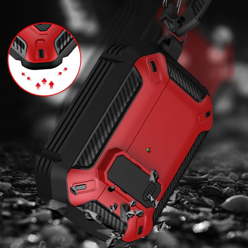 For Apple AirPods pro and pro2 Case Armor Earphone Heavy Duty Shockproof Cover - Black&Red For Airpods Pro — image 6