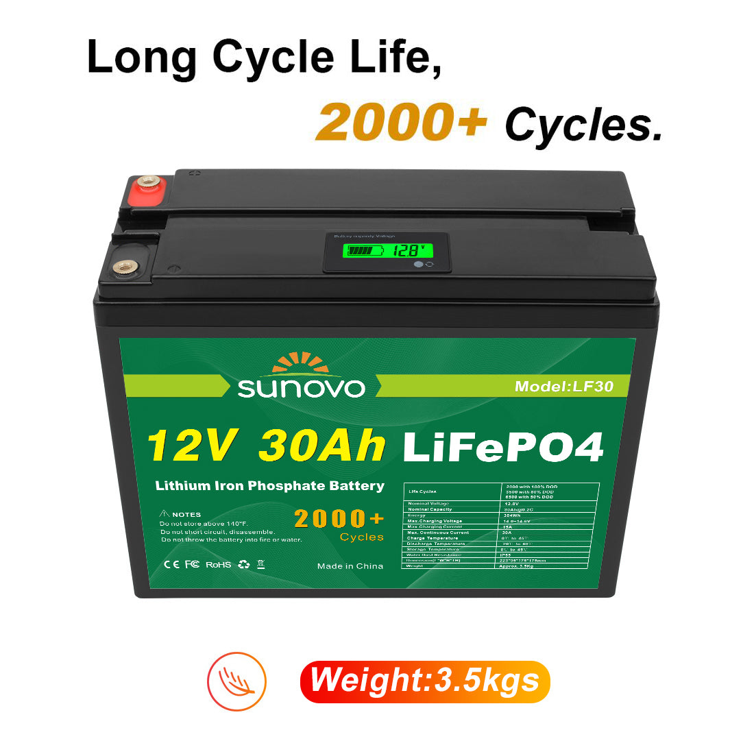 Samland 12V 30AH Deep Circle Lifepo4 Battery Rechargeable Lithium โ image 5