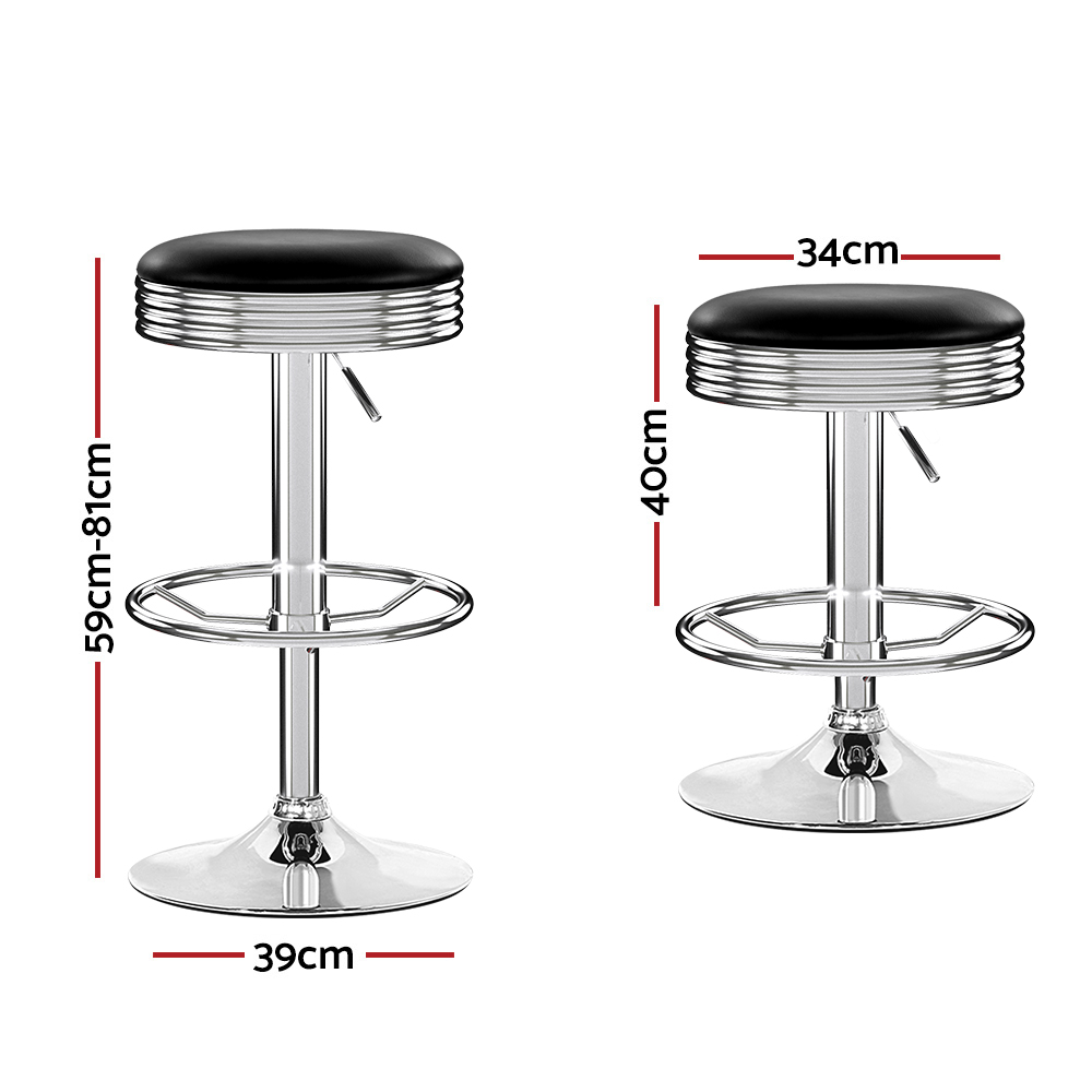 Artiss 4x Bar Stools Leather Padded Gas Lift Silver โ image 2