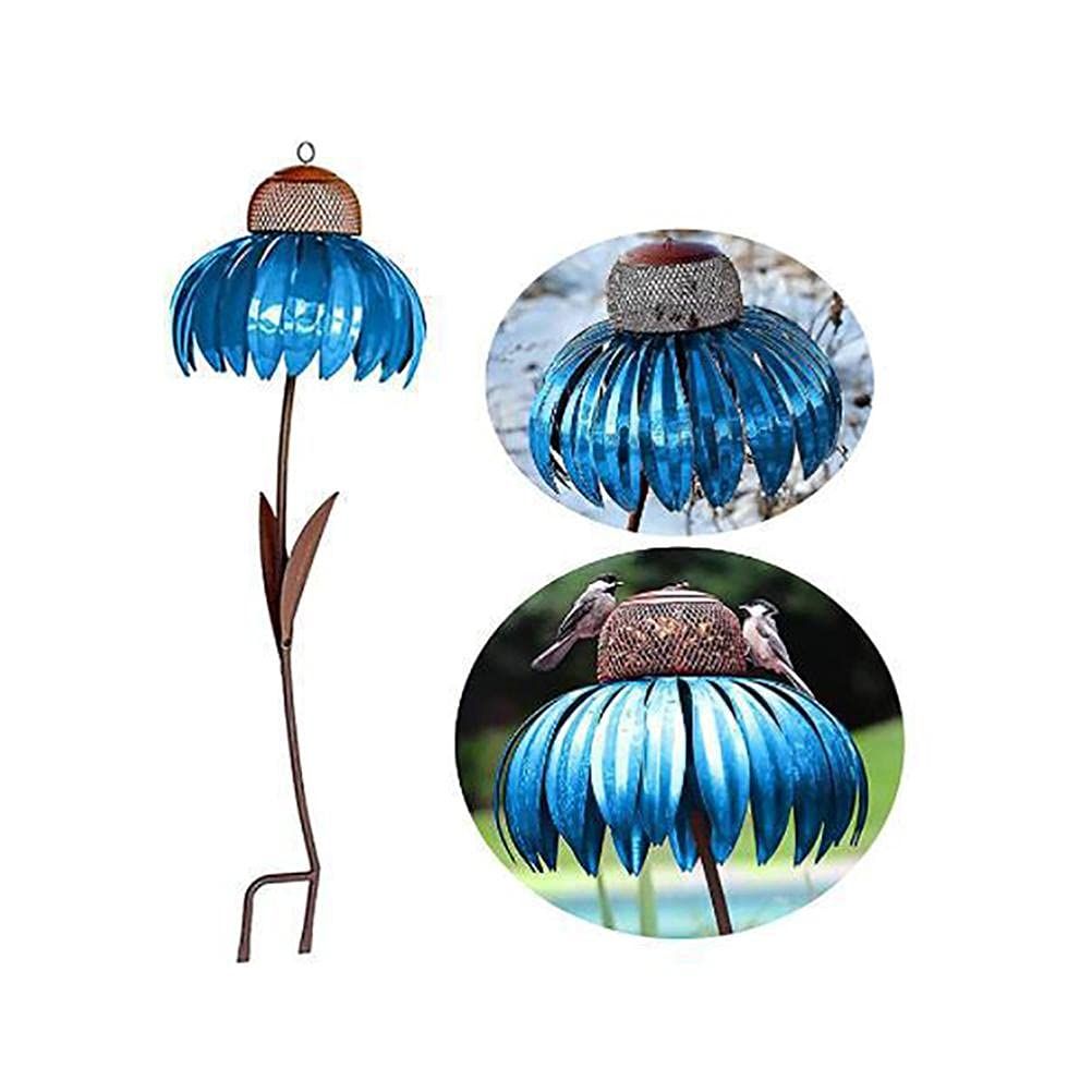 Art Metal Standing Flower Bird Feeder
