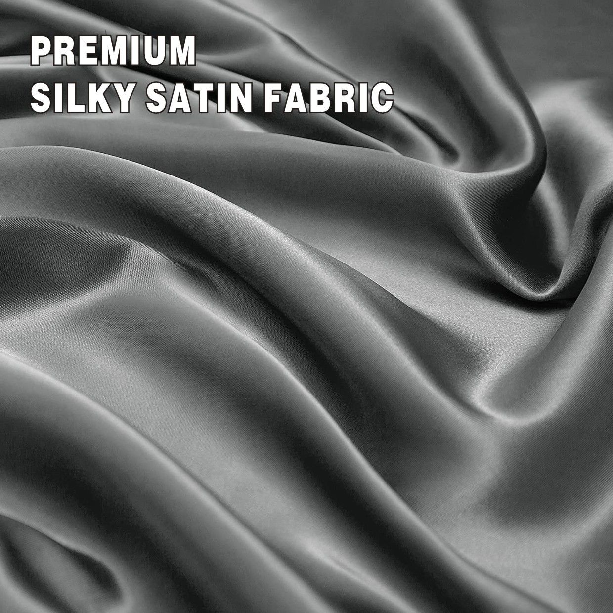 Art Silk Satin Sheet Set Hotel 4 Pieces Fitted/Flat Sheet Bedding Set-Luxury Soft Silky Sheets for Hair and Skin, Similar to Silk Bed Sheets Set 4 — image 2