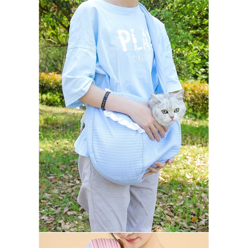Small Dog Carrier Sling Dog Sling Carrier for Small Dogs Puppies Cats, Big Pouch Safety Leash Pet Sling Carrier for Walking Outdoor Travel (blue, S) — image 5