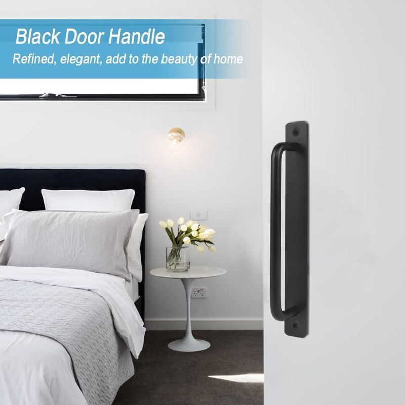 2 Pieces Black Aluminum Alloy Sliding Door Handles with 4 Screws for Barn Door Wardrobe Closet, 148mm — image 4