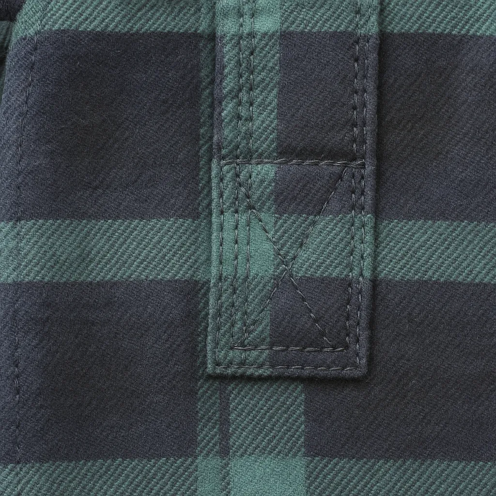 Mens Flannelette Long Sleeve Pullover Shirt 100% Cotton Flannel - Half Placket - Green/Navy — image 4