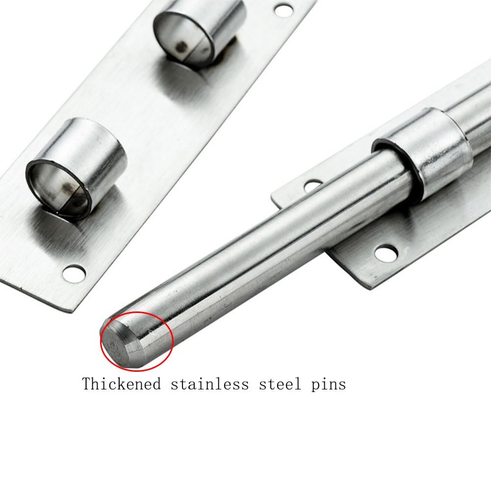 Sliding Door Lock, 8 Inch Latch Door Lock Slide Lock with Padlock Clasp Lockable Sliding Door Bolt Solid Stainless Steel Sliding Tower — image 2