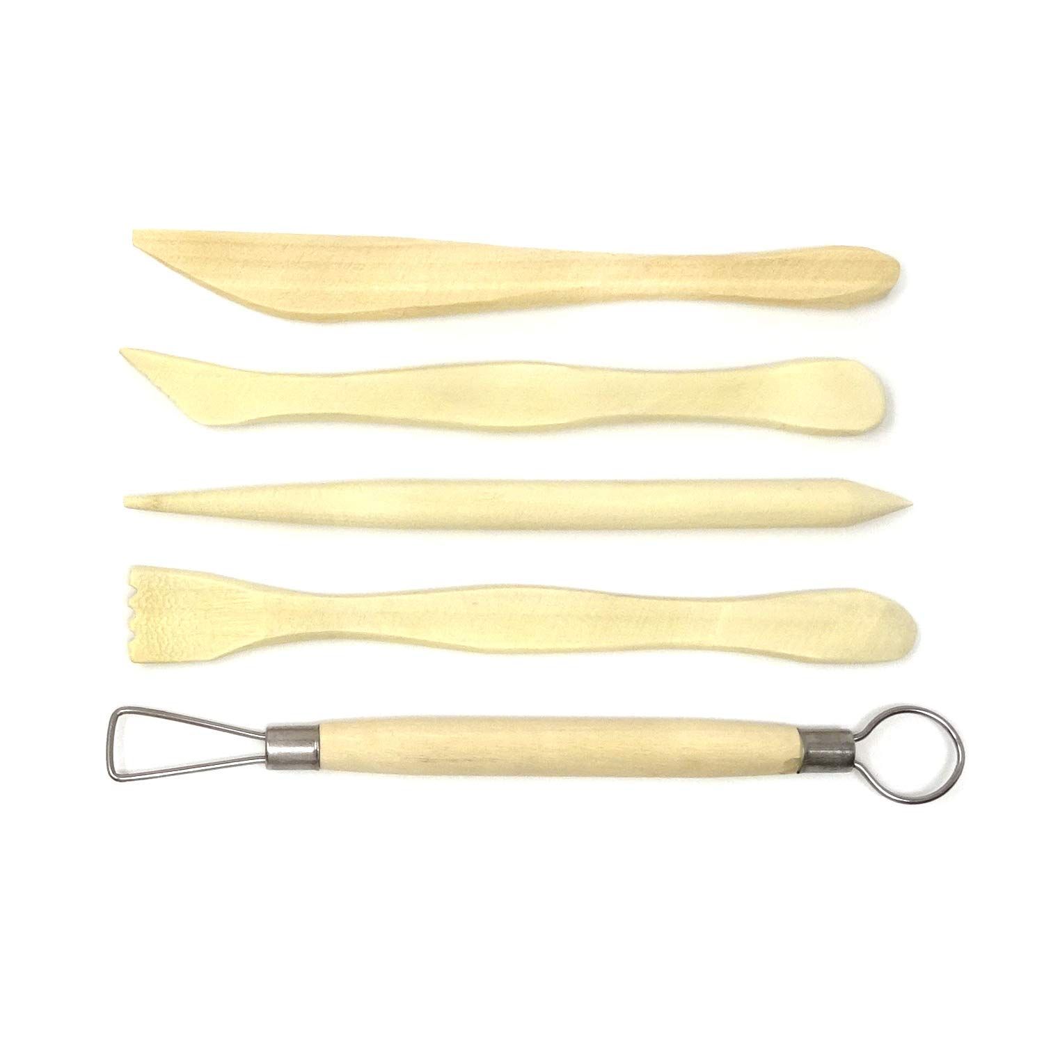 Polymer Clay Sculpting Tools Set - 5 Pcs Pottery Tool Kit - Ceramic Pottery & Clay Ribbon Wood Modeling Tools Kit (5 Pack)