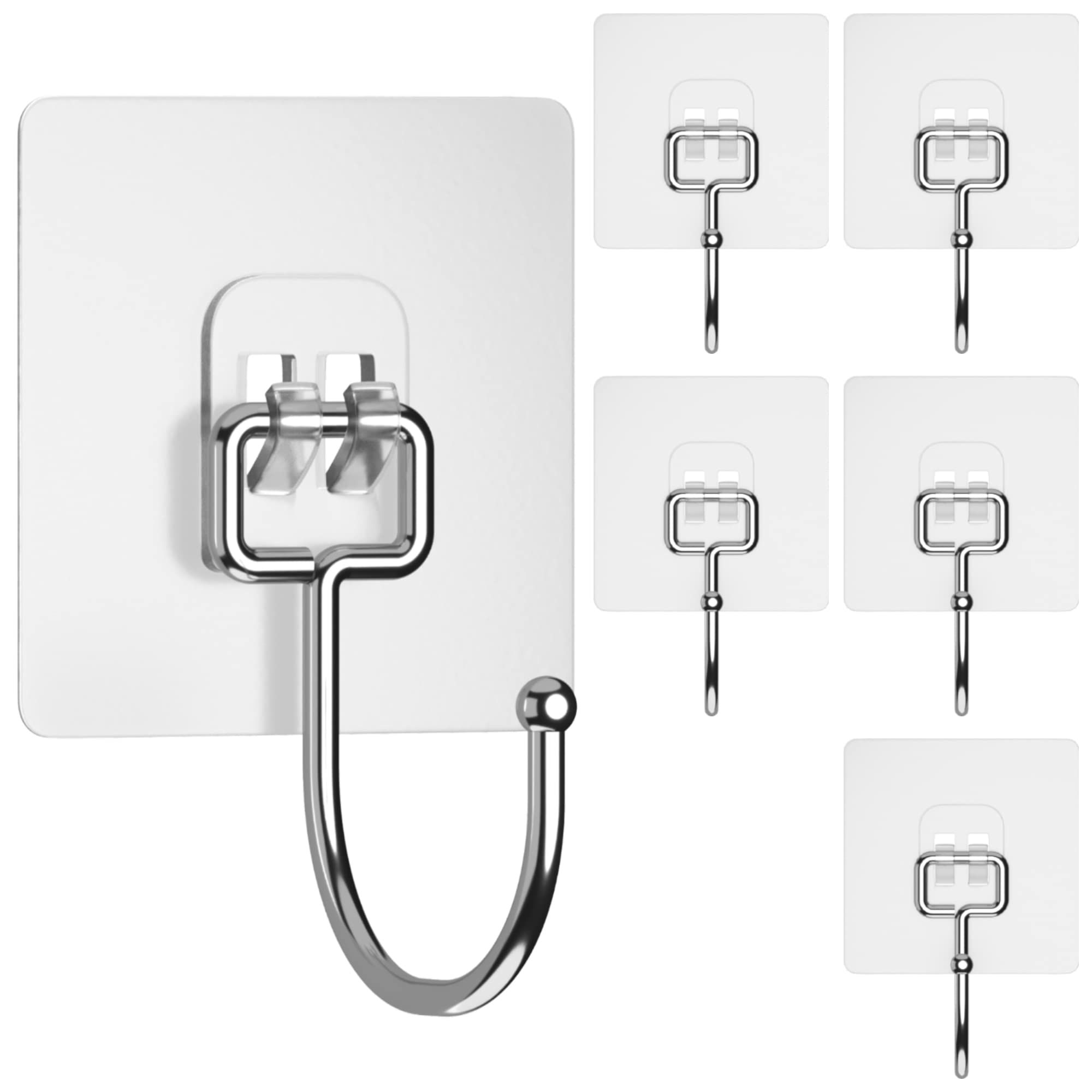 Large Adhesive Hooks for Hanging Heavy Duty 22 lbs Robe & Towel Hanger, Waterproof Adhesive Wall Hooks for Home,Office- 6 Pack