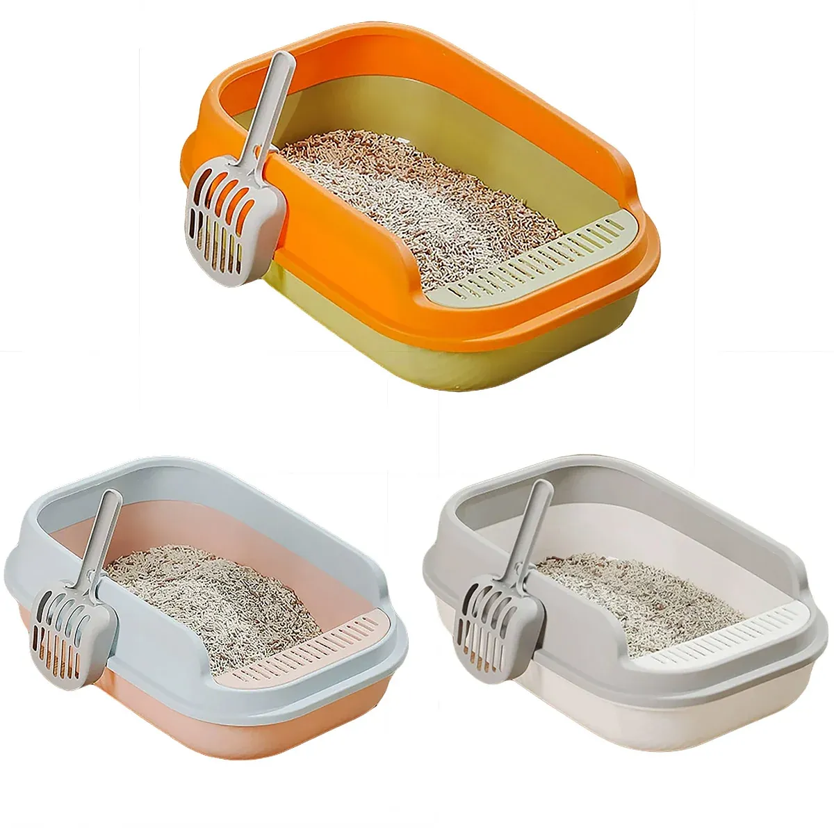 12L Semi Enclosed Large Cat Litter Box with Delivery Shovel Easy Clean Toilet - Purple-Pink โ image 2