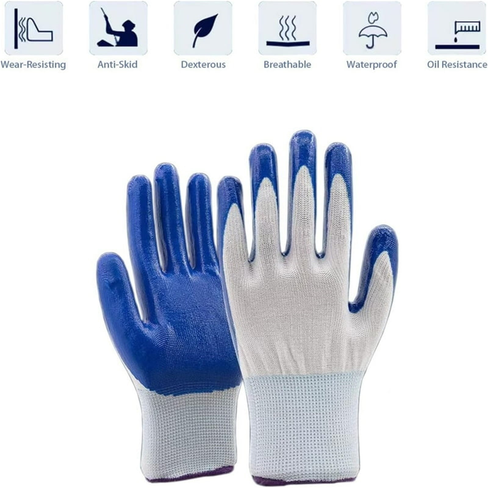 Nylon Rubber Latex Reinforced Dipped Wear-Resistant and Non-Slip Construction Work Gloves Garden Gloves for Women/Men Nitrile Coated Work Gloves for Gardening — image 6