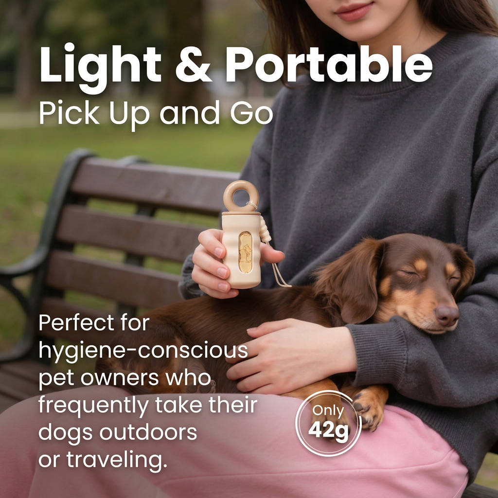 Milk Coffee Color Pet Poop Bag Dispenser with 4 Waste Bag Rolls Portable Dog Waste Bag Holder Clip-On Leash Dispenser Twist Lock Refillable Pet Waste Bag — image 3
