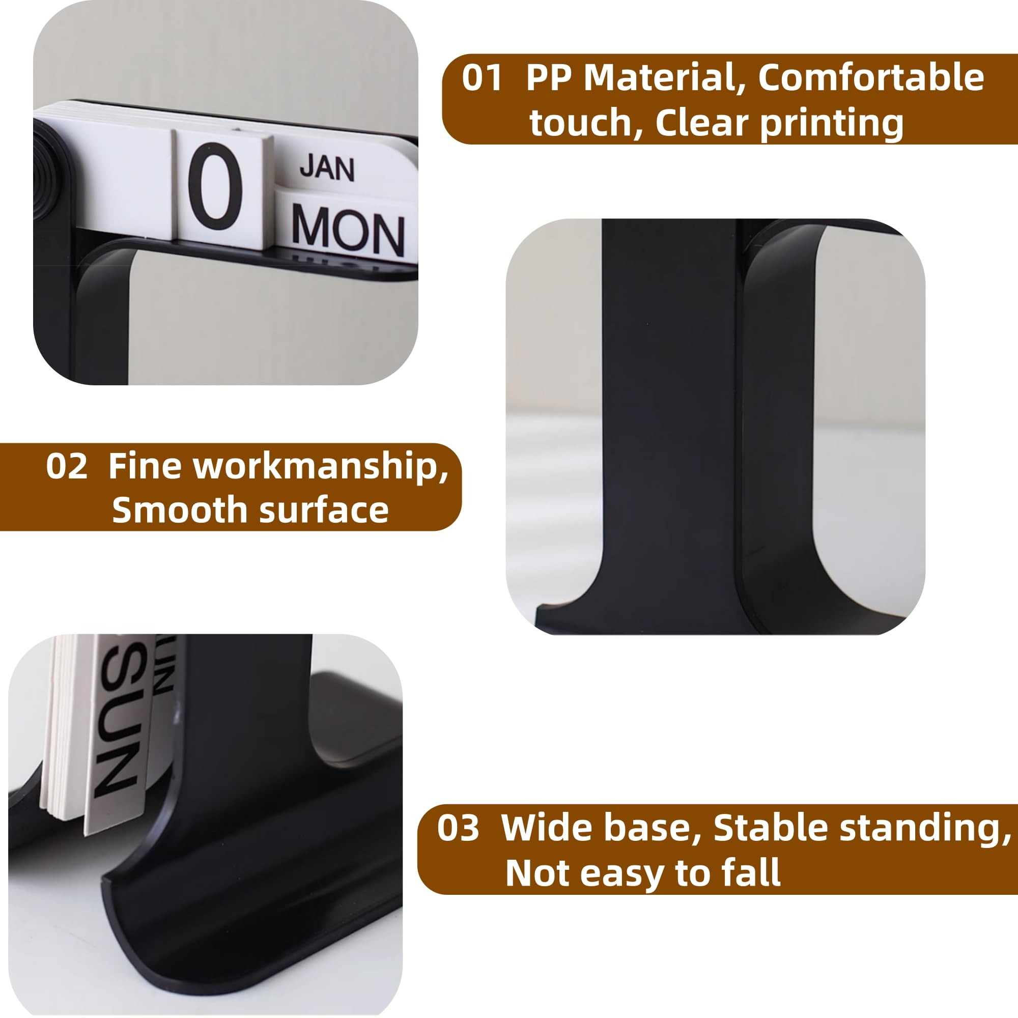 1 Piece Perpetual Desk Calendar with Retro Date Display for Home Offices, Study Desks and Everyday Decorative Organisation, Black — image 6