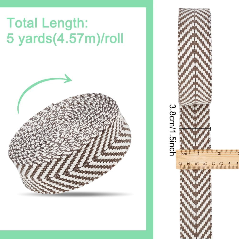 5 Yards Polycotton Jacquard Arrow Ribbon Clothes Accessories Olive 1-1/2 inch(38mm) — image 4