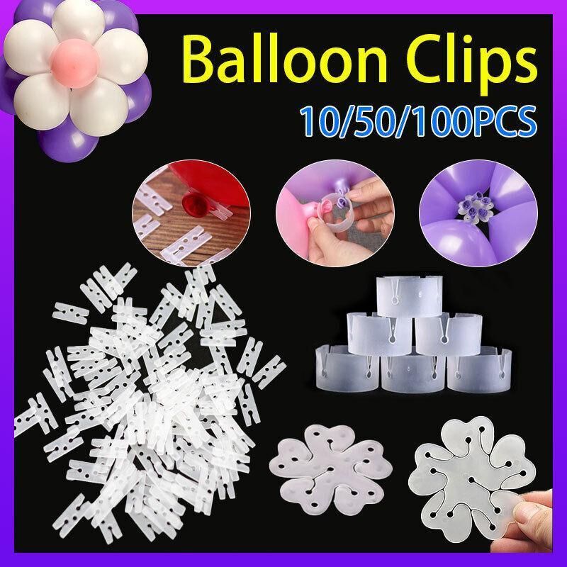 Balloon Clips H V Clip Tie Filled Helium Air Balloons Wedding Party Decoration - 50X Round shaped — image 2