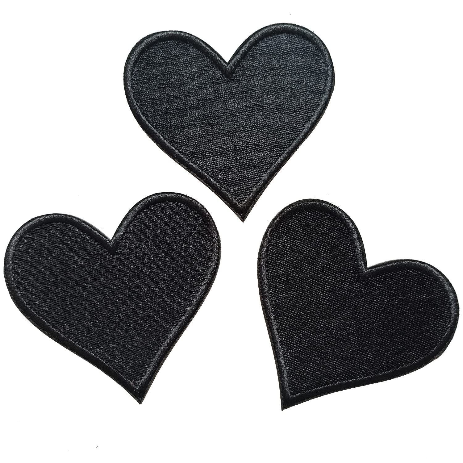 10 pcs Black Heart Embroidered Iron on Patches for Clothing Jackets Backpacks 2.36x2.5 inch, for Clothing, Uniform, Hats, Backpacks, Jackets, Pants, &